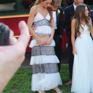 BCBG Maxazria Embroidered Gown